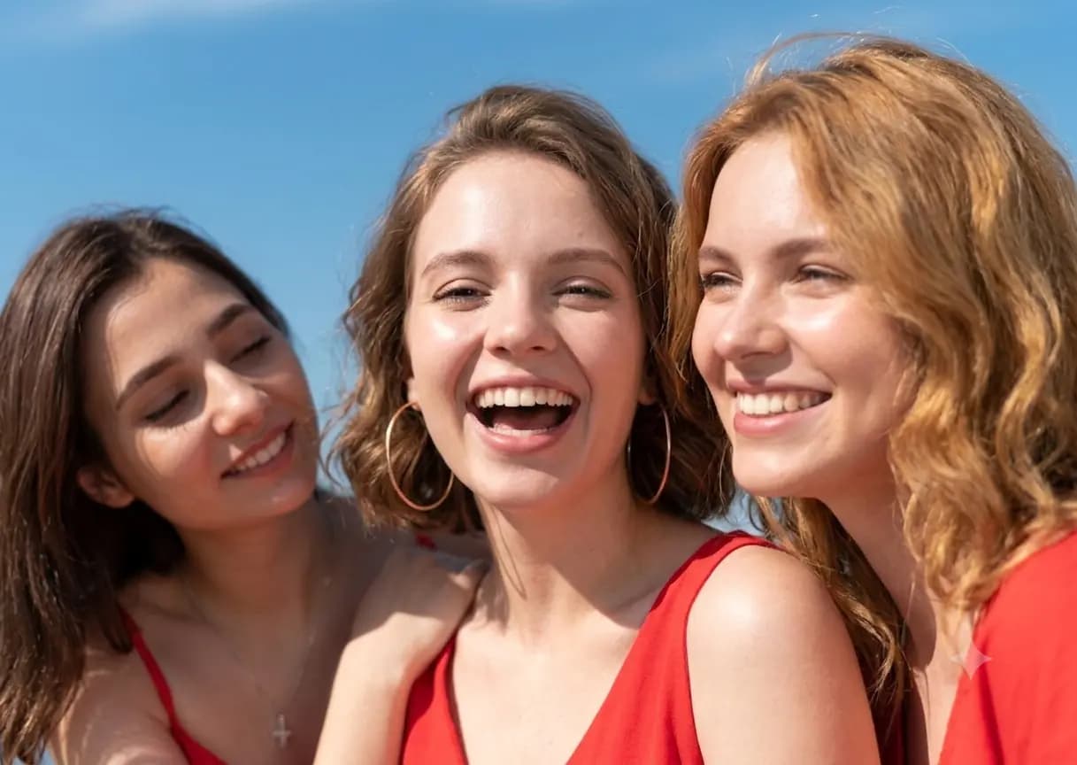 Friends smiling together
